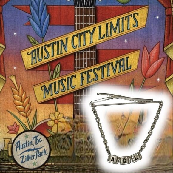 Vintage Hickok Silver Tone Chain Tie Bar Crocodile Clip Initials ACL Repurposed - Picture 2 of 11